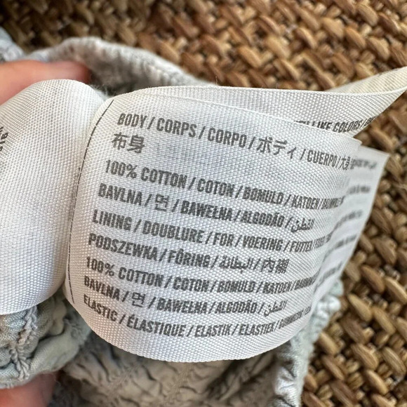 Abercrombie & Fitch Dot Smocked Crop Puff Sleeve Sage Blue Green Top Size Large - Picture 3 of 7